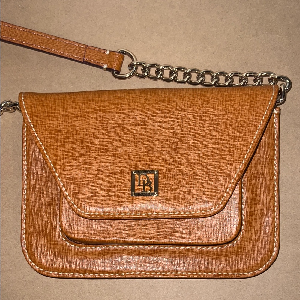 Dooney & Bourke Brown Leather Wristlet with Chain